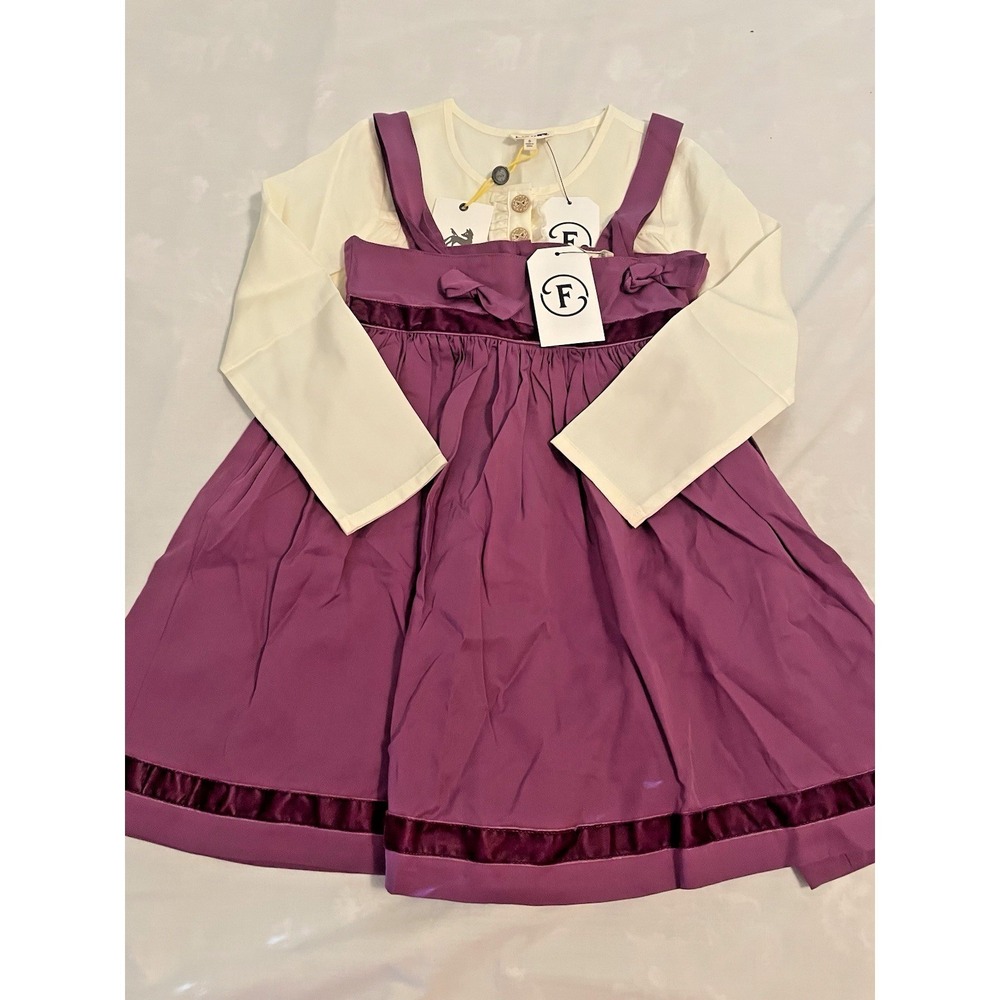 New Finding Foxtale outfit Girls‎ Sz 6 Fable Knot Dress purple, cream blouse 2pc